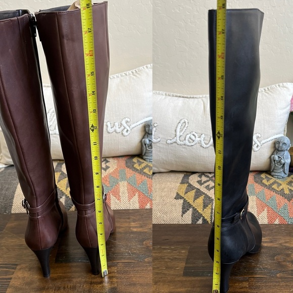 Ralph Lauren ELBERTA Leather Ankle Strap Tall Heeled Boots US8 (Black sold) - Picture 9 of 11